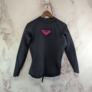 Roxy Syncro Wetsuit Top Girls 16 XL Jacket Long Sleeve Neoprene Black 1.5 mm